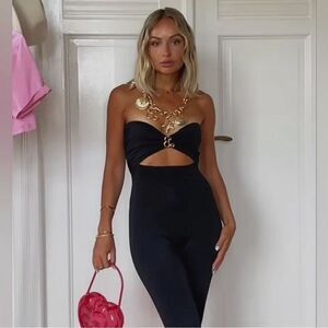 ZARA Barbie™‎ Mattel Long Jumpsuit Sz Medium in Black NEW